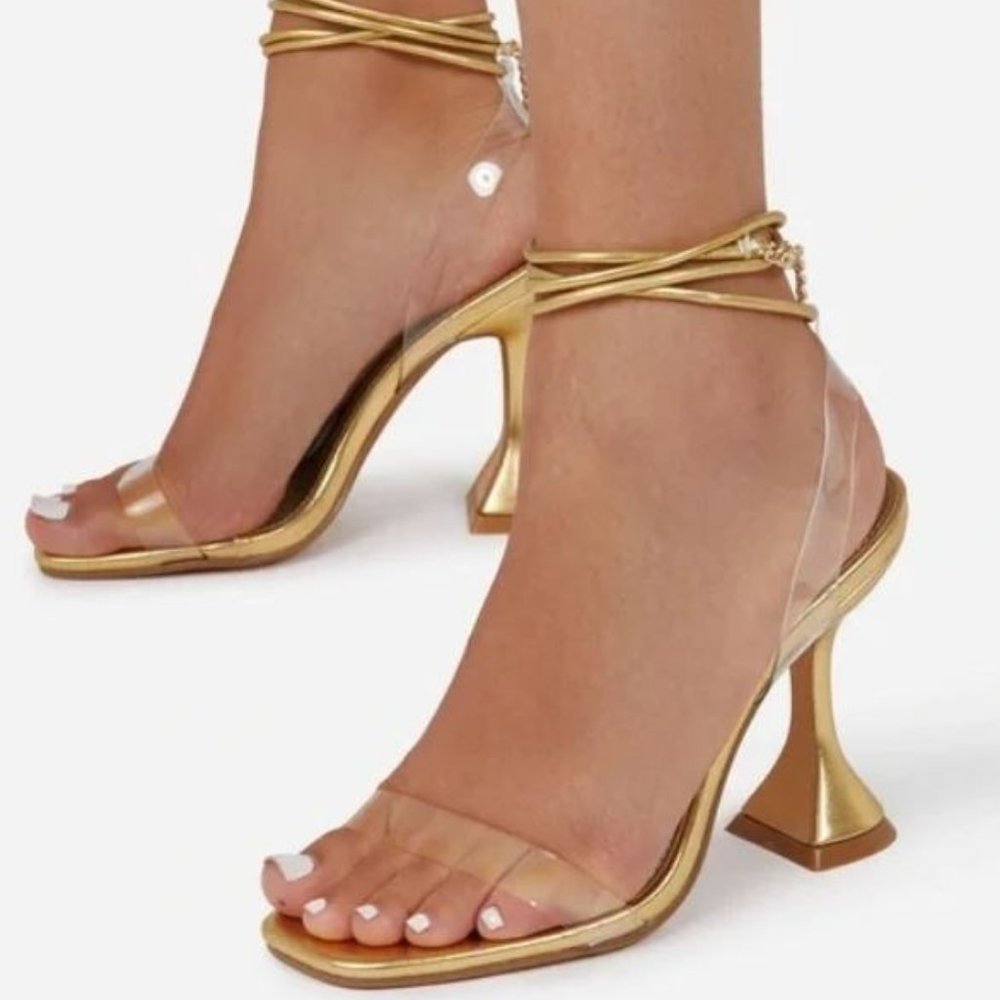 EGO Dani Gold Scuplted Heel NWOT Size UK4/US6